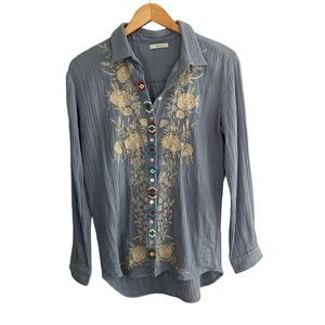 Savi Long Sleeve Embroidered Top